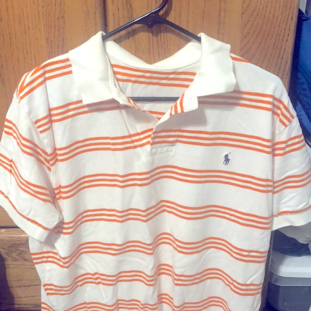 Large Orange Striped Polo by Ralph Lauren